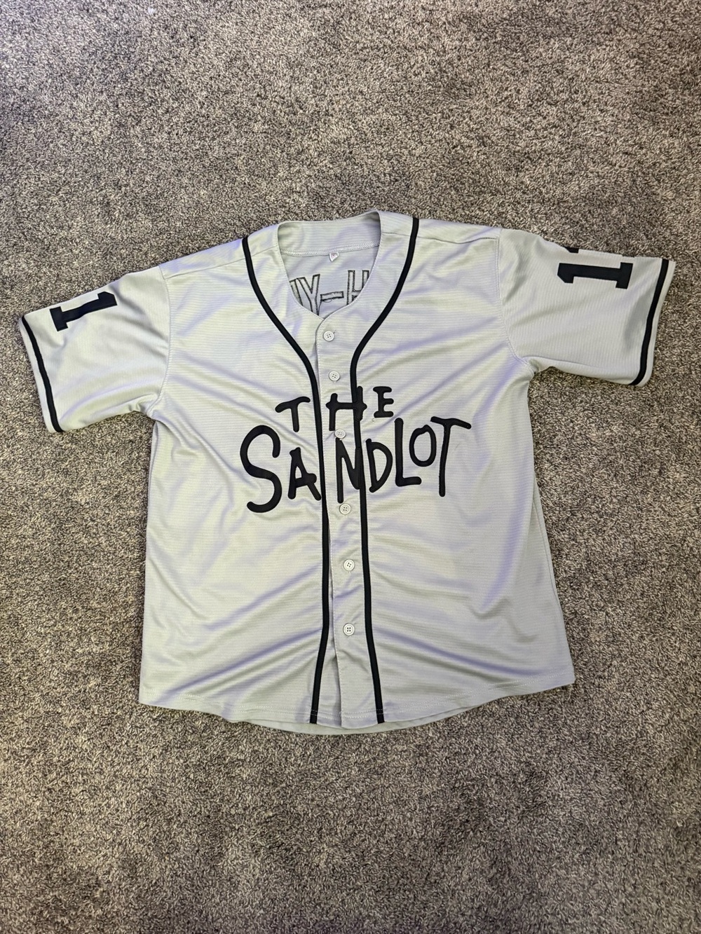 The Sandlot Baseball Jersey in Light Gray with Black Trim